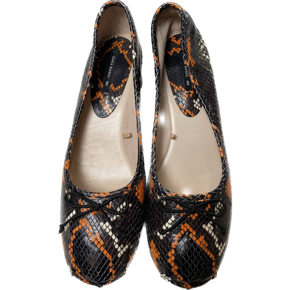 Zara Basic Collection Black/Orange Snake Print Ba… - image 5